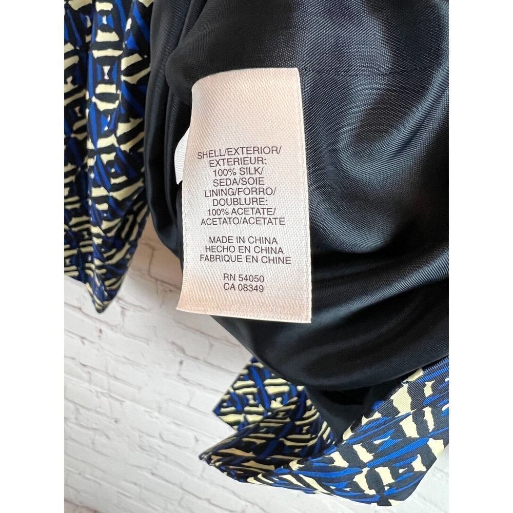 JONES NEW YORK COLLECTION silk twill lined blue yellow black cardigan jacket 12 - Picture 5 of 6